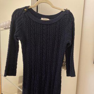 Heavy Knit Navy Sweater Dress/Long Sweater - Cotton/Wool